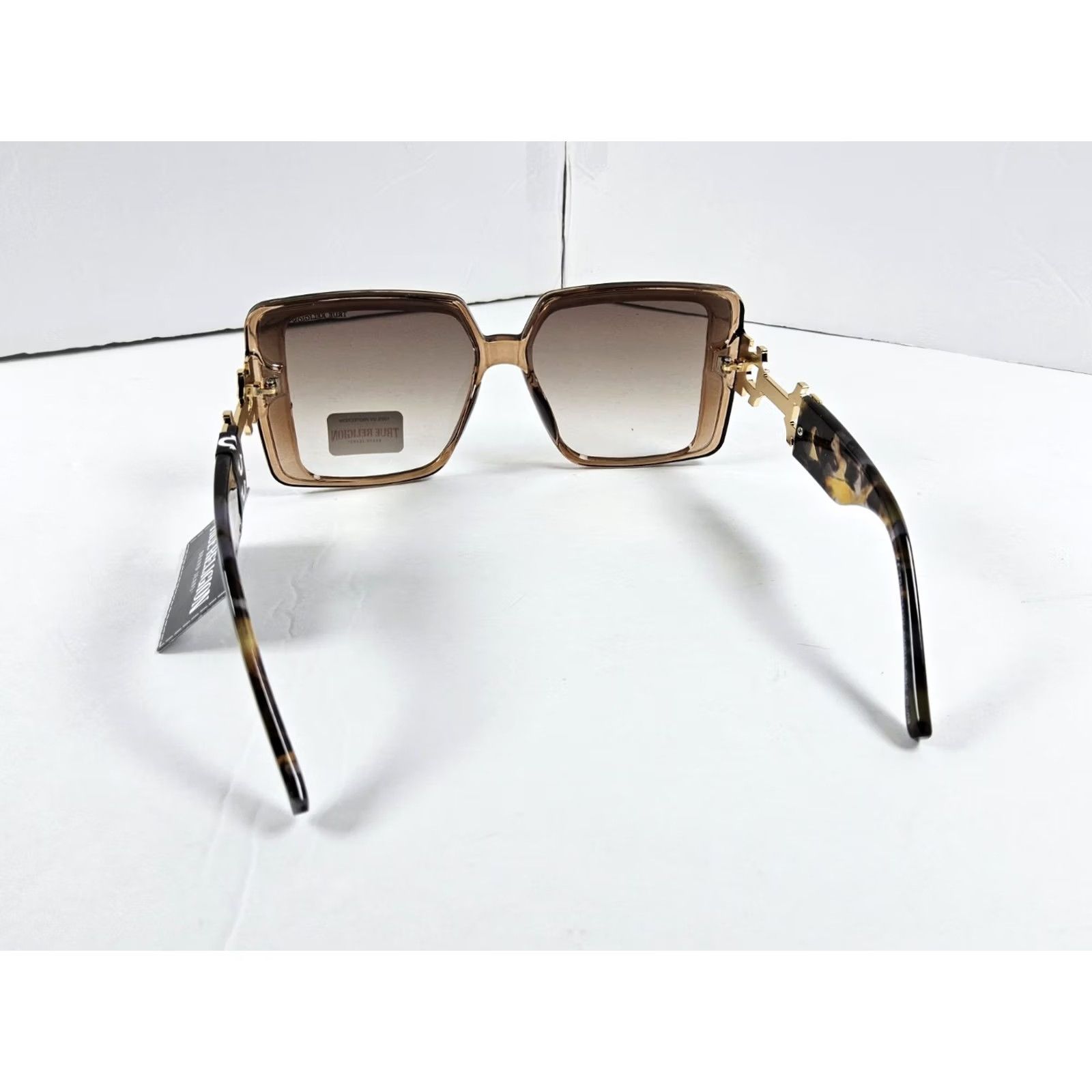 True Religion True Religion Sunglasses Oversized Square Gold Logo UV Protection Brown Plastic Womens 100% UVA Sunshade" Size ONE SIZE - 5 Thumbnail