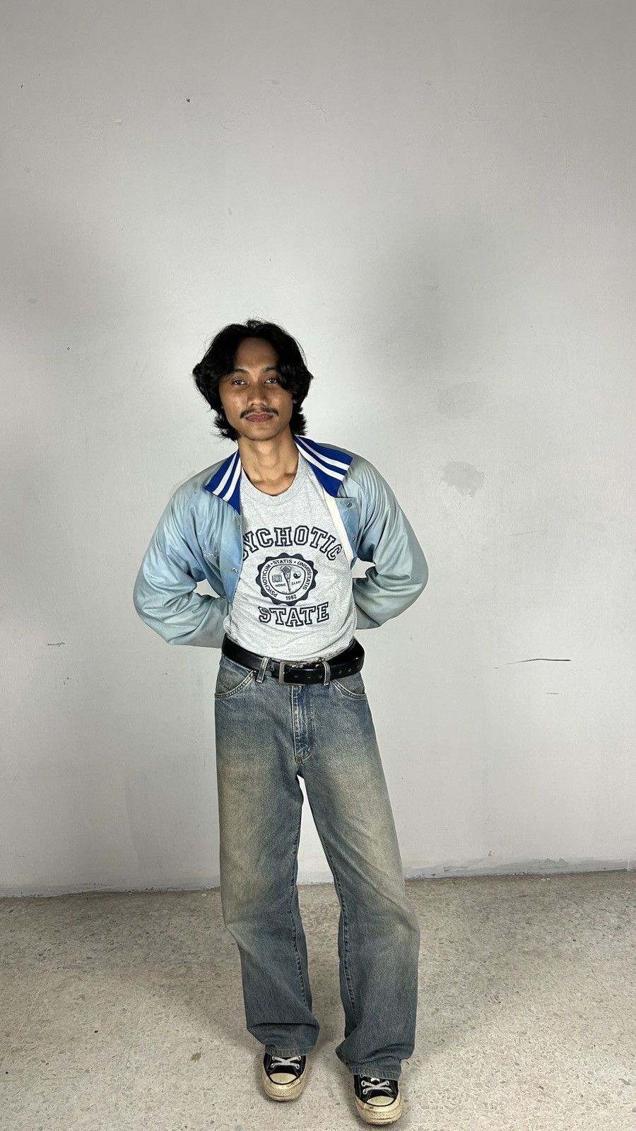 Vintage 1980s Thrashed Baseball Chainstitch Varsity Jacket Size US L / EU 52-54 / 3 - 5 Thumbnail