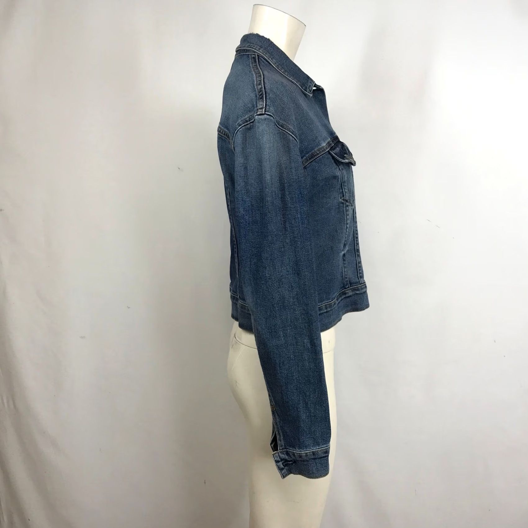 Vintage Fathers Daughter Blue Denim Jacket Size S Women Made in USA Crop Button Front Casual Size 28" / US 6 / IT 42 - 4 Thumbnail