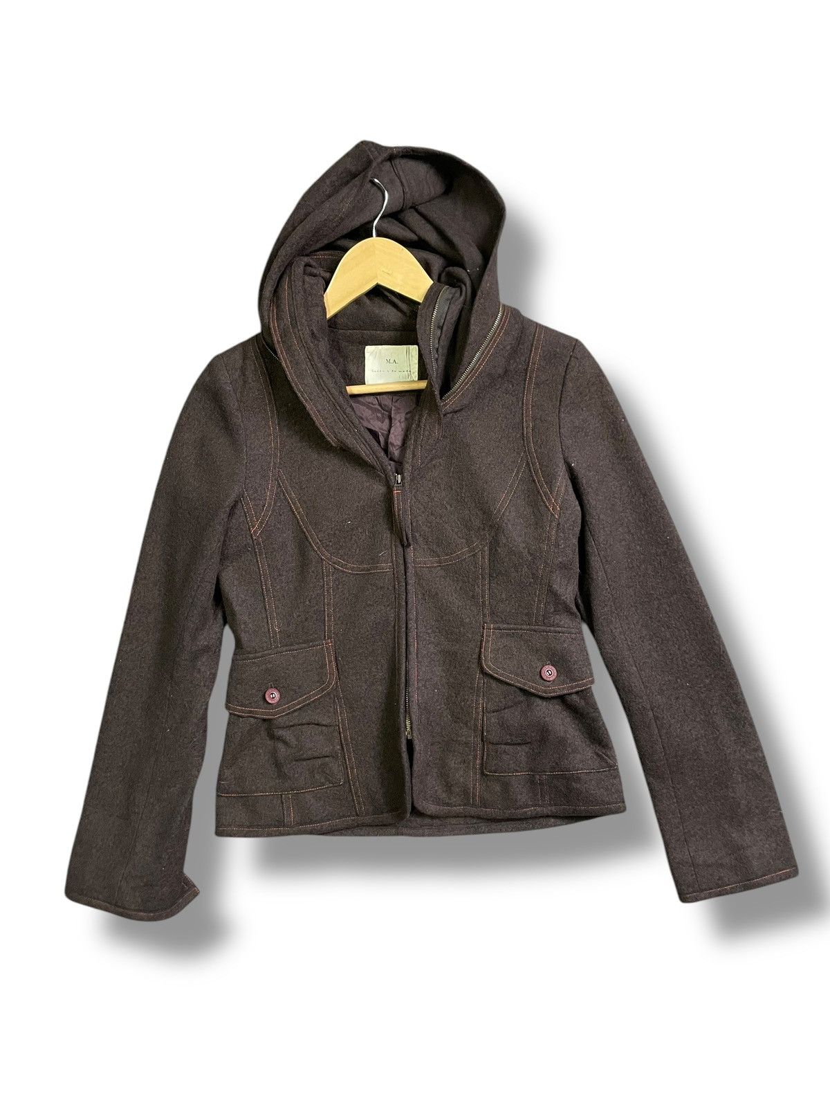 Japanese Brand × Vintage M.A x Japanese Brand Hooded Zipper Wool Jacket (38) Size US S / EU 44-46 / 1 - 4 Thumbnail