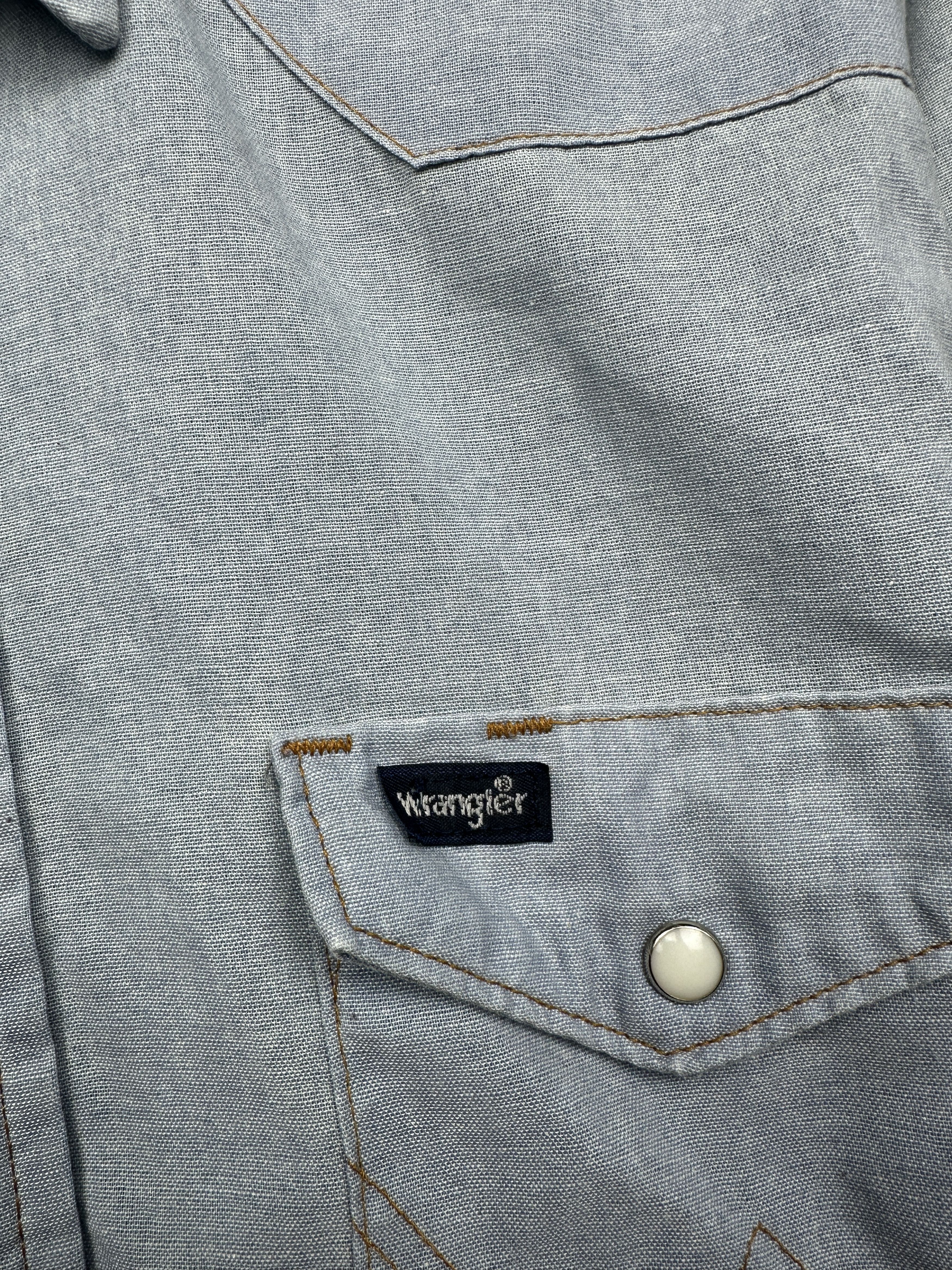 Vintage × Wrangler Wrangler Vintage Mens Long Sleeve Thin Denim Shirt Size US XL / EU 56 / 4 - 3 Thumbnail
