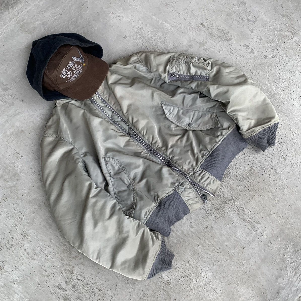Other GREENBERIER Bomber MA-1 flight natural faded vintage jacket Size US M / EU 48-50 / 2 - 12 Thumbnail