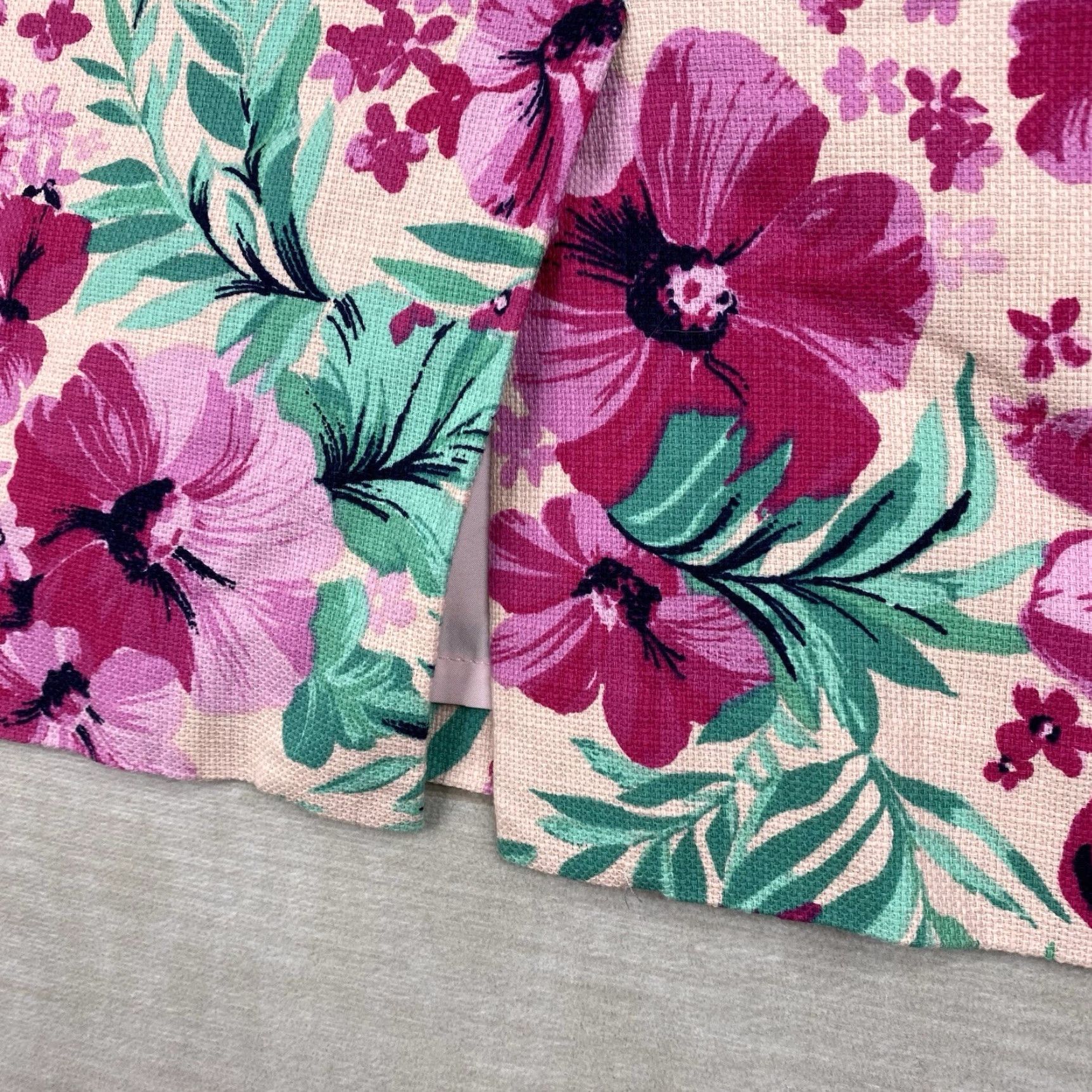 J.Crew J. CREW Skirt Womens 14 Pink Floral Structured Cotton Lined Zip Pencil Preppy Vintage: No Size 36" / US 14 / IT 50 - 6 Thumbnail