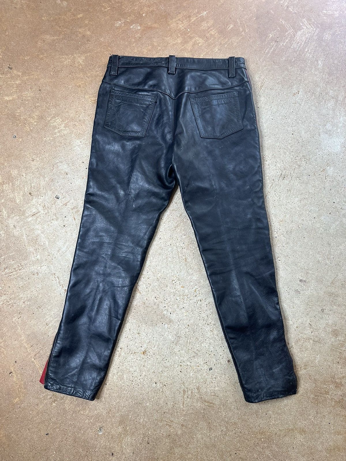 Vanson Leathers × Vintage Vintage 70s Vanson Leather Black and Red Pants Size US 32 / EU 48 - 2 Thumbnail