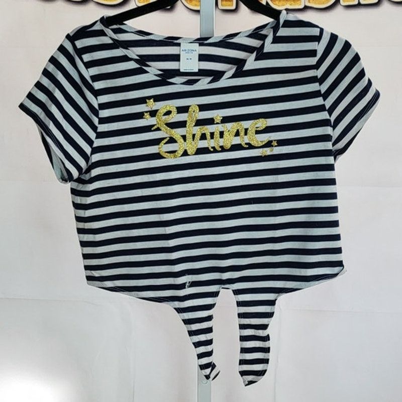 Arizona Jean Co. Arizonia SHINE Black White Stripped Cropped Top Size XL 16 Size US XL / EU 56 / 4 - 1 Thumbnail