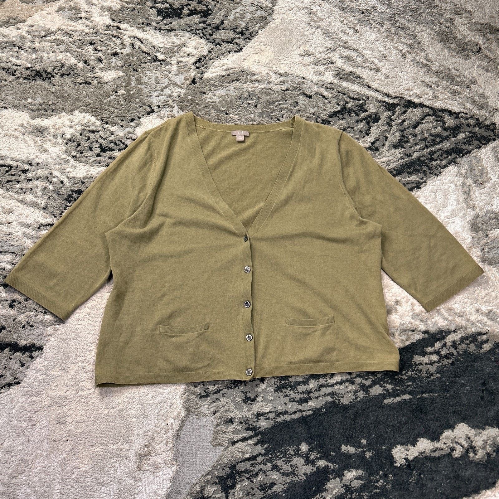 J. Jill J.jill Cardigan Sweater Women's XL Olive Green Knit V Neck Size XL / US 12-14 / IT 48-50 - 1 Thumbnail
