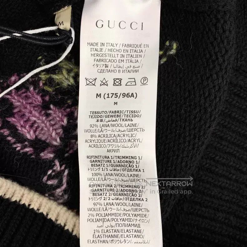 Gucci Gucci Black logo jacquard full-printed wool V-neck single- Size M / US 6-8 / IT 42-44 - 6 Thumbnail