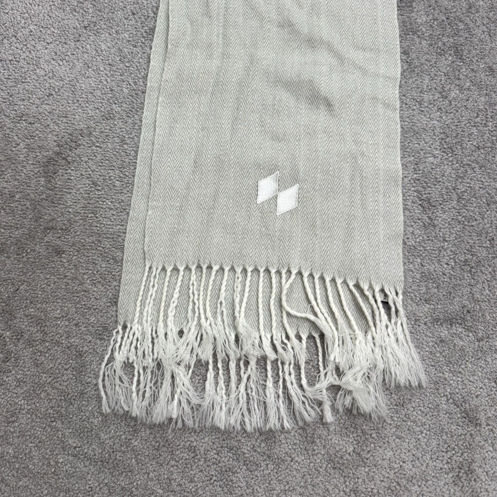Vintage Kanata Scarf Women Knit Herringbone Gray Fringe Neck Warmer Infinity Wool Acrylic Classic 65 in Winter Size ONE SIZE - 3 Thumbnail