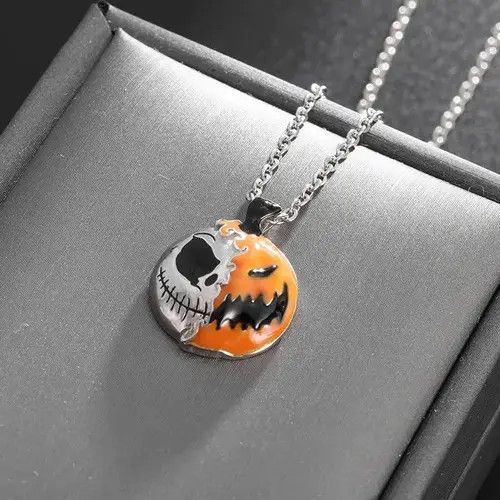 FunSet of Art Flame Skull Pumpkin Head Necklace Size ONE SIZE - 3 Thumbnail
