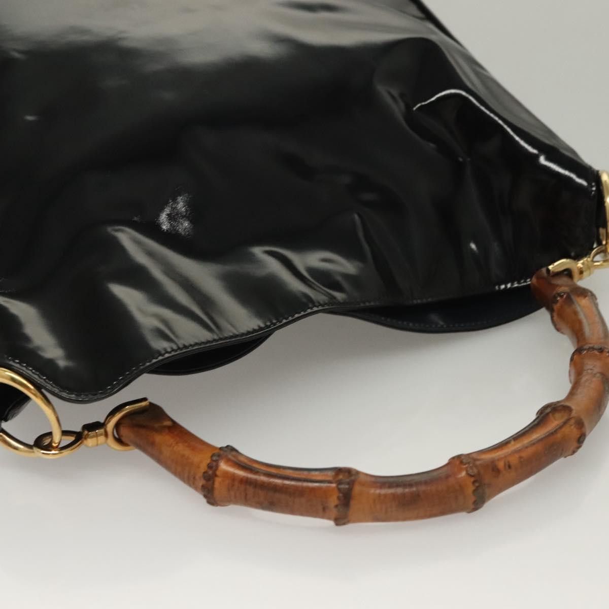Gucci GUCCI Bamboo Handbag Enamel Black Gold 001 1705 001 1705 Size ONE SIZE - 6 Thumbnail