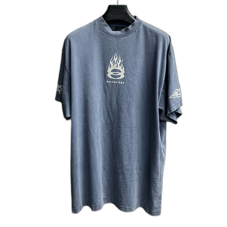 Balenciaga Balenciaga Light Blue Graphic Short Sleeve T-Shirt-2507 Size US L / EU 52-54 / 3 - 1 Thumbnail