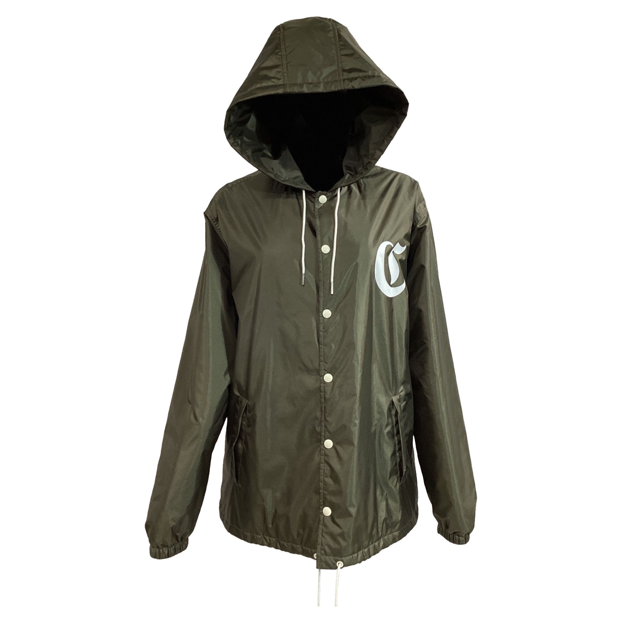 Celine Celine Logo-Print Hooded Jacket in Green Polyamide Size M / US 6-8 / IT 42-44 - 1 Thumbnail
