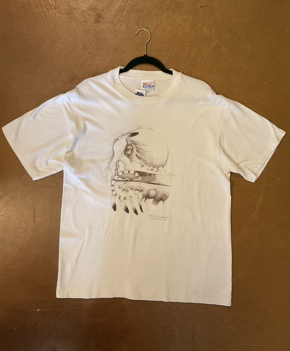 Hanes Vintage Hanes Beefy-T Native American Art Graphic Tshirt Size US L / EU 52-54 / 3 - 1 Thumbnail