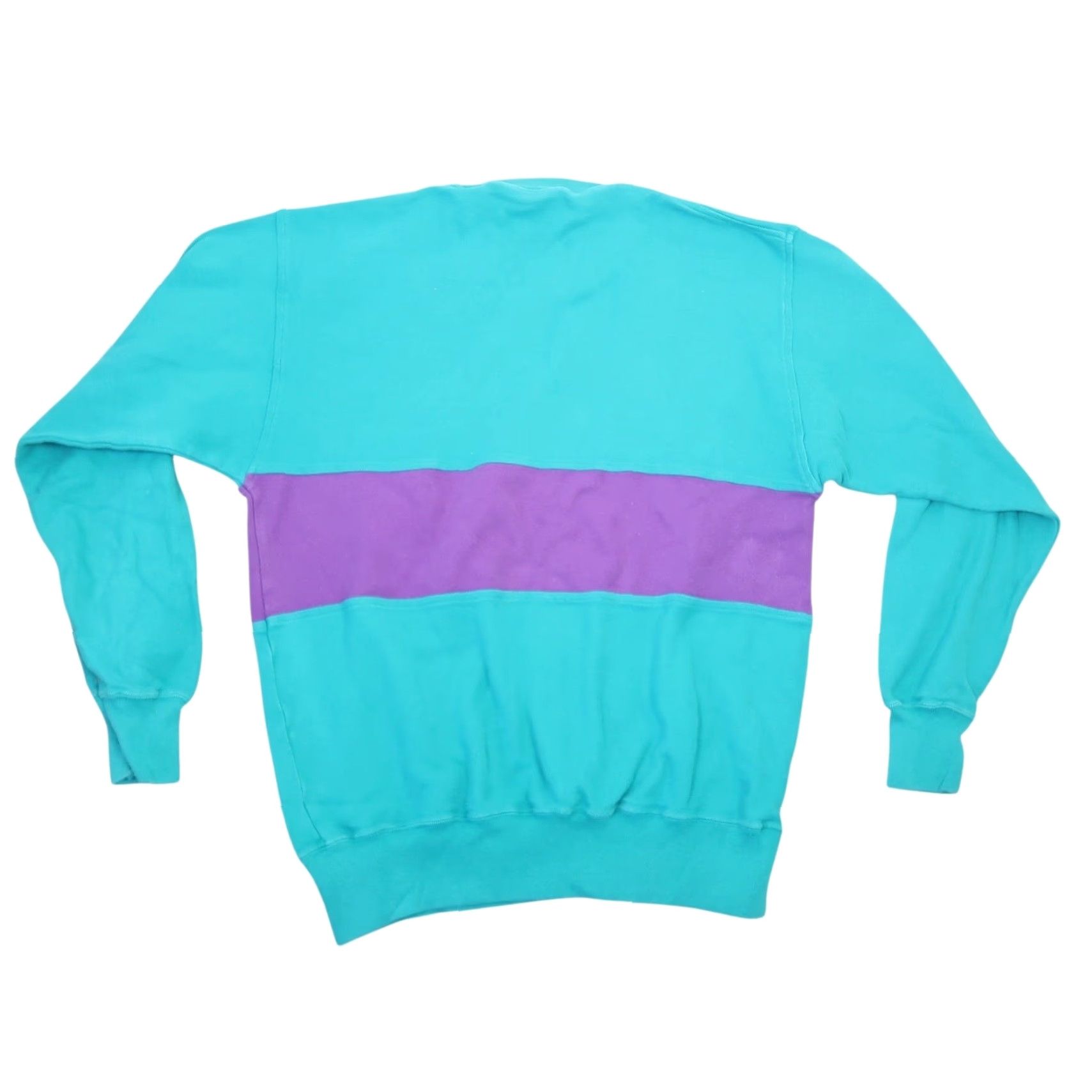 Altea VINTAGE Norsport Sweatshirt Crewneck Striped Teal Green Purple Mens M 90s 80s Cotton Pullover Sweatshirt Size US M / EU 48-50 / 2 - 2 Thumbnail