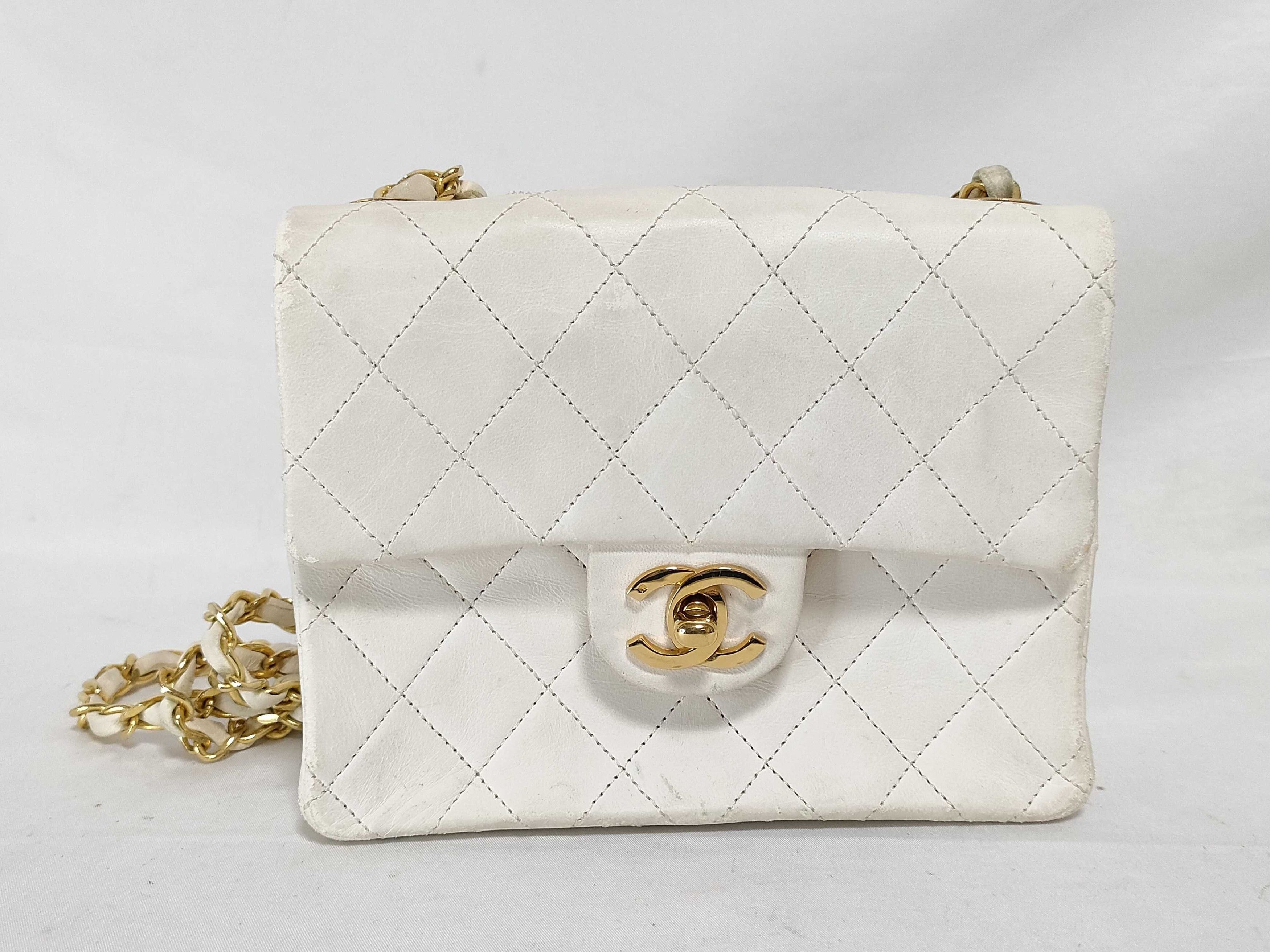 Chanel Mini Flap Bag Shoulder in White, Women's