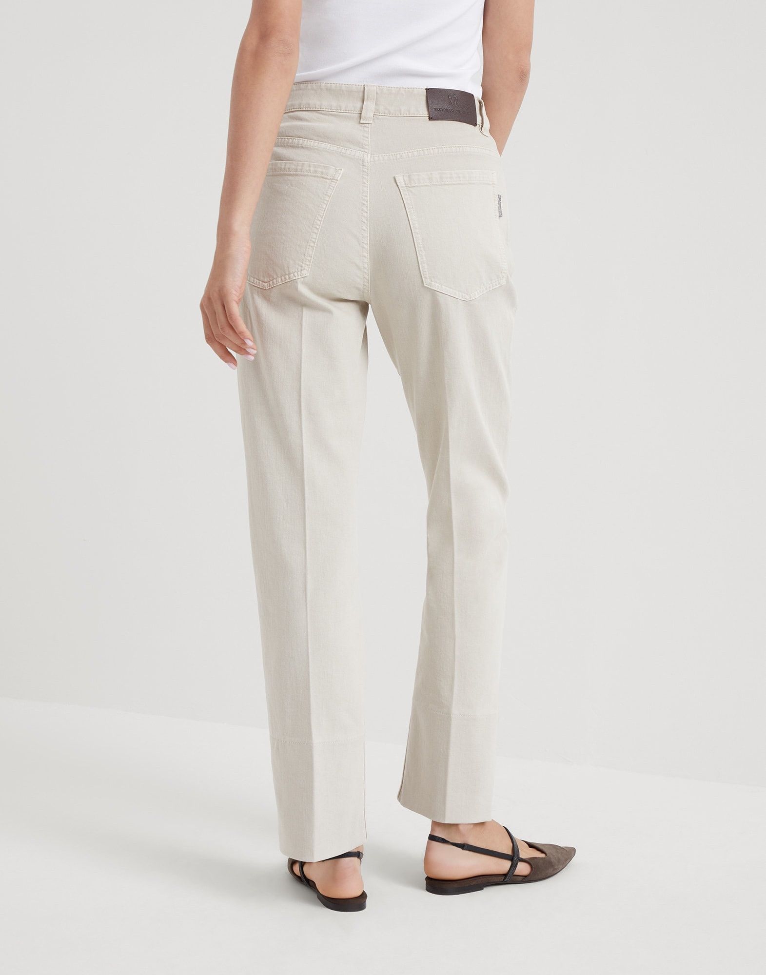 Brunello Cucinelli o1w1db10825 Woman Dyed Pants in Open White Size 26" / US 2 / IT 38 - 2 Thumbnail