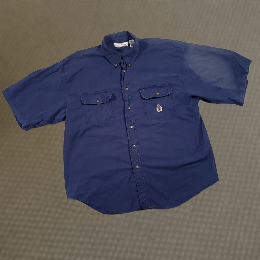 Bugle Boy VINTAGE Bugle Boy Company Navy Blue Button-Down Shirt Mens 2XL Crest Logo Shirt Size US XXL / EU 58 / 5 - 1 Thumbnail