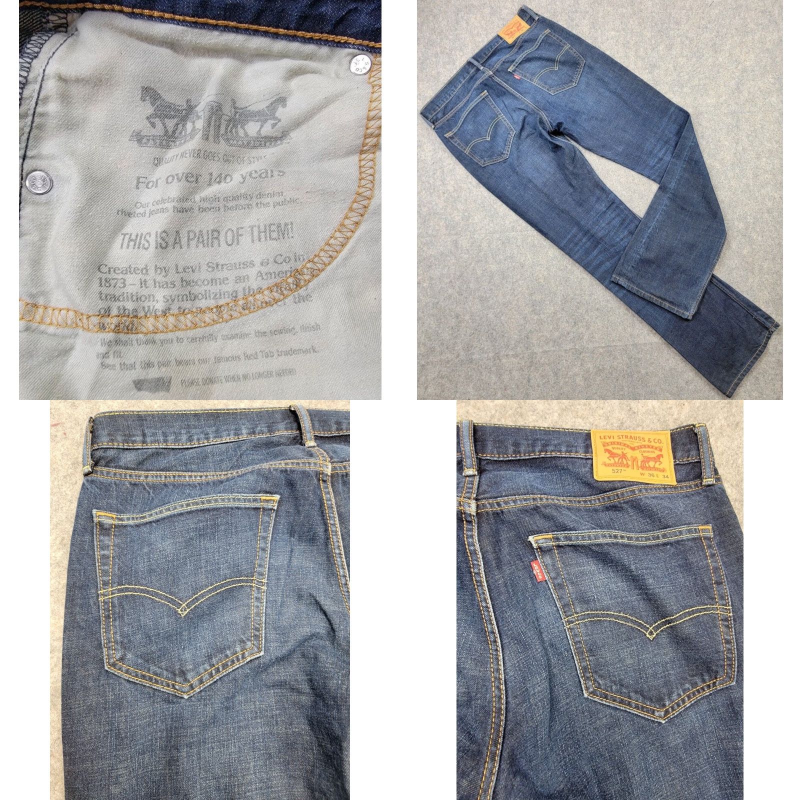 Levi's Levi's 527 Jeans Mens 36x34 Denim Dark Wash Slim Bootcut Pocket Pockets Jeans Fit Slim US Flag Theme Mens Size US 36 / EU 52 - 8 Thumbnail