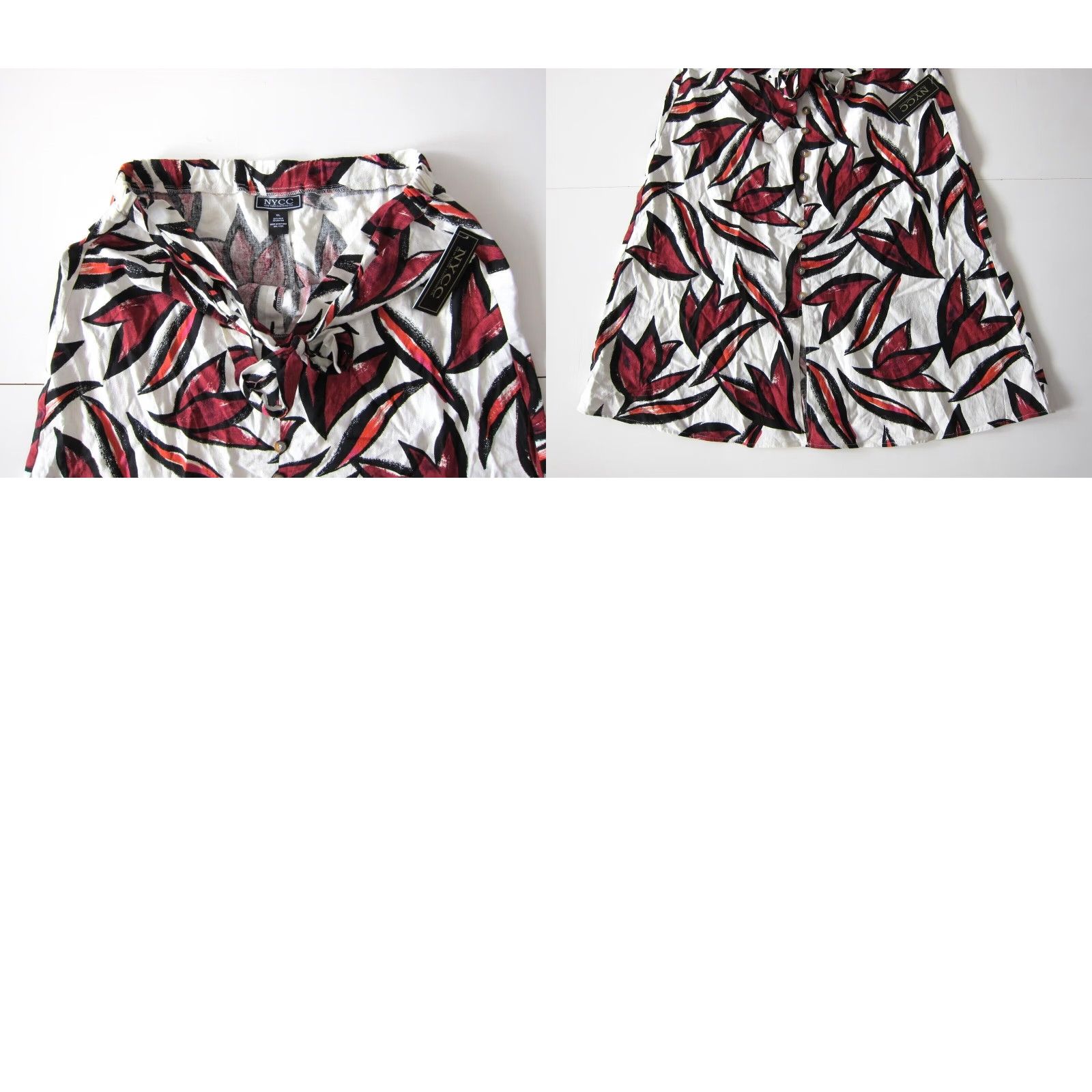 Vintage VINTAGE NYCC New York Clothing Co. Linen Rayon Floral Button Down A-Line Skirt XL Size 40" / US 18 - 8 Thumbnail