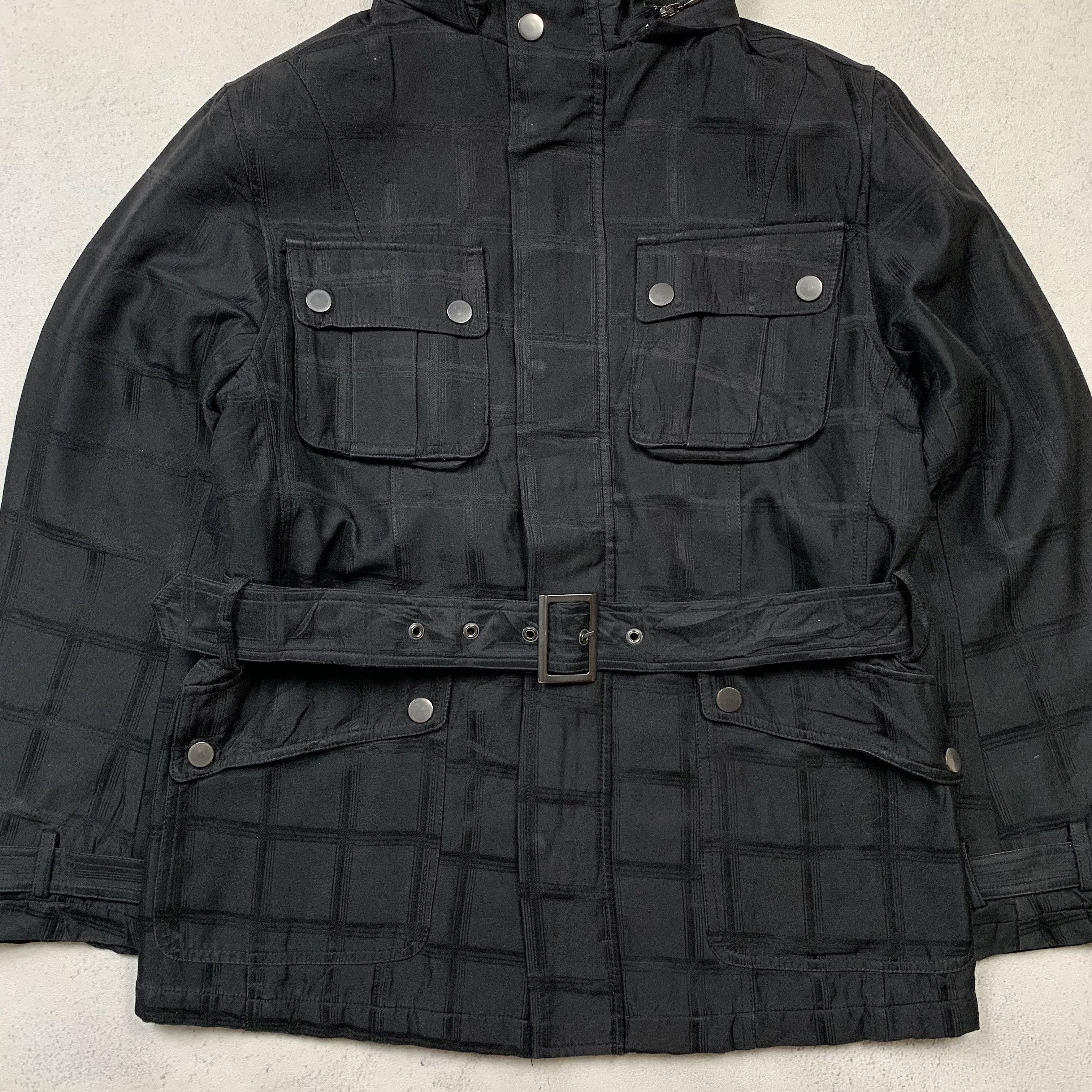 Japanese Brand Bareback Black Shadow Plaid Belted Jacket Bondage Size US M / EU 48-50 / 2 - 2 Thumbnail