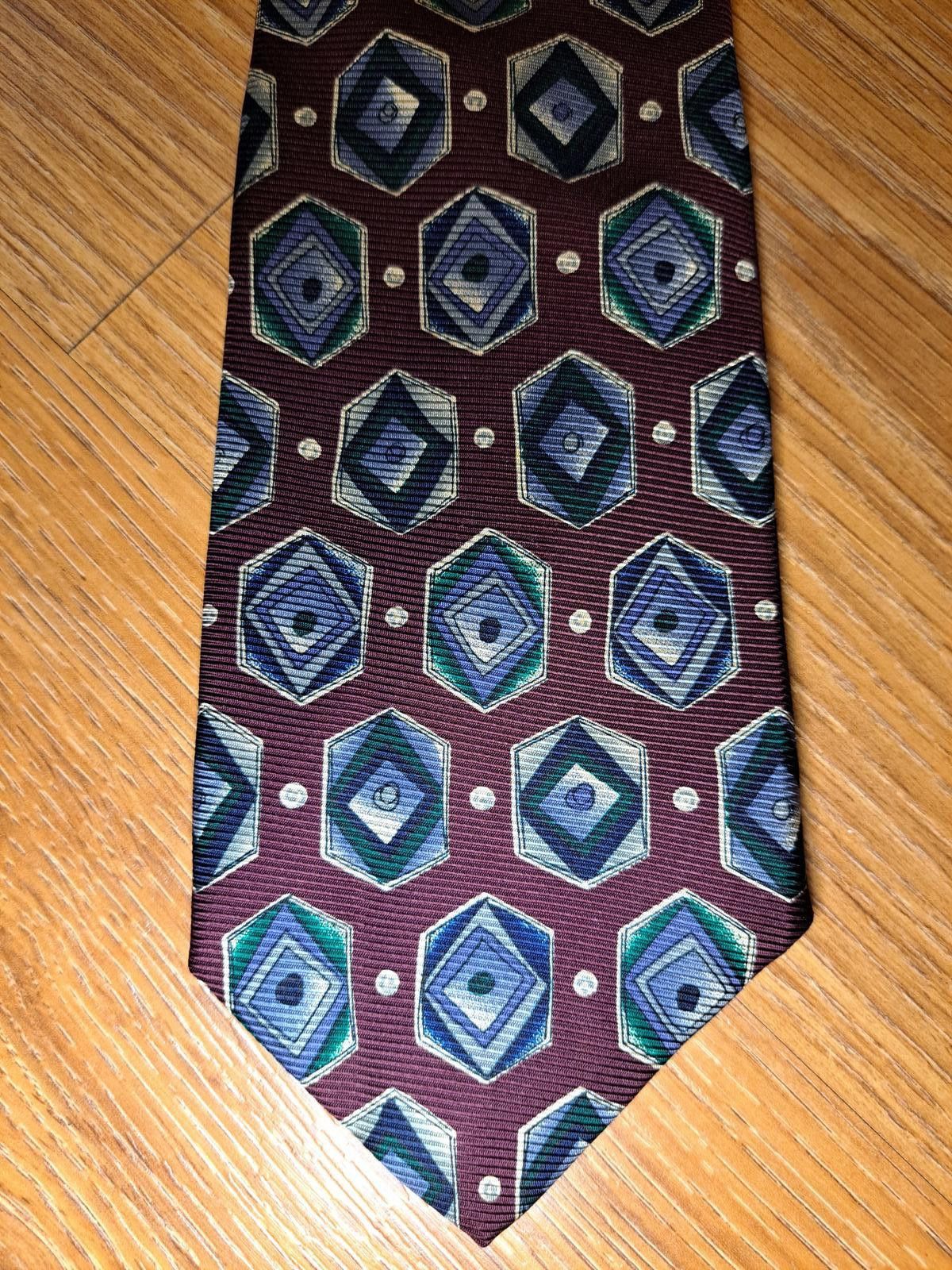 Robert Talbott HANDMADE Robert Talbott Silk Tie Mens Burgundy Geometric Size ONE SIZE - 1 Thumbnail