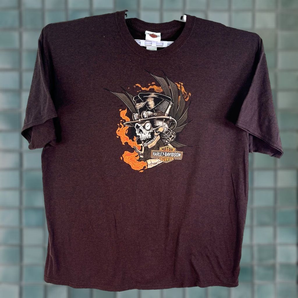 Harley Davidson Harley-Davidson Shirt Men's 2XL Maroon Short Sleeve Graphic Print Raging Bull T-Shirt Size US XXL / EU 58 / 5 - 1 Thumbnail