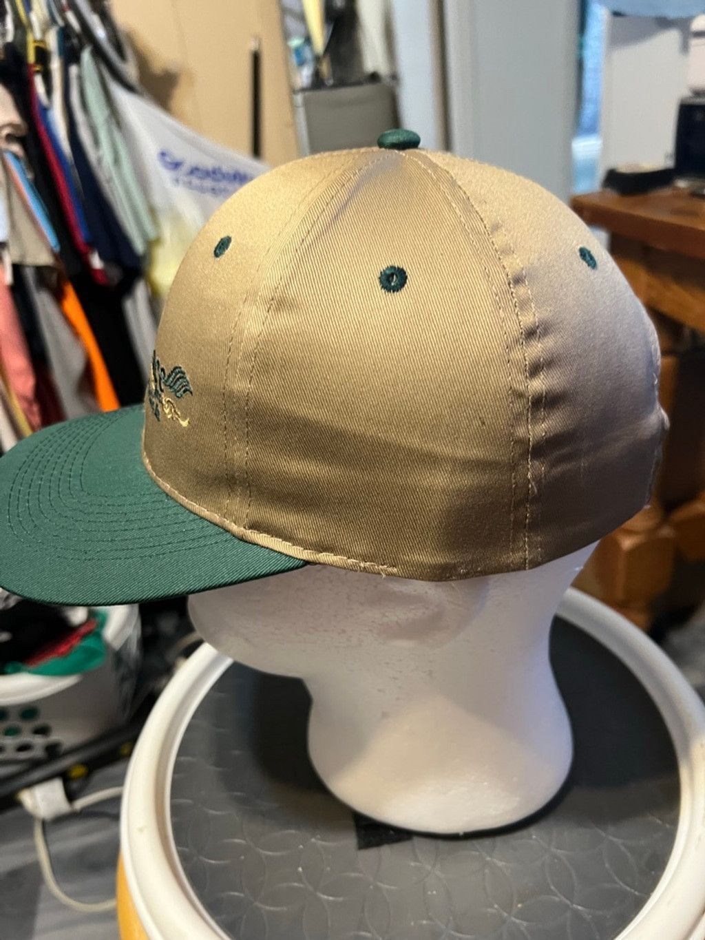 Vintage Men's Outdoor Cap The Boat Place Tan Green Baseball Hat Size ONE SIZE - 2 Thumbnail