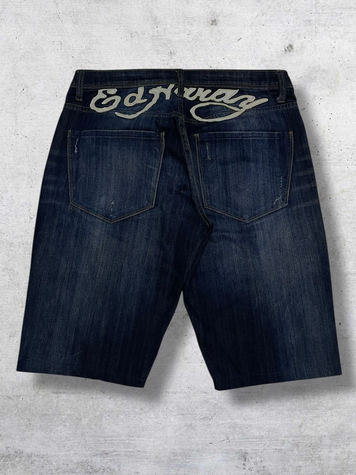 Christian Audigier VINTAGE DESIGNER CHRISTIAN AUDIGER SKULL TATTOO SHORT DENIM Size US 33 - 6 Thumbnail