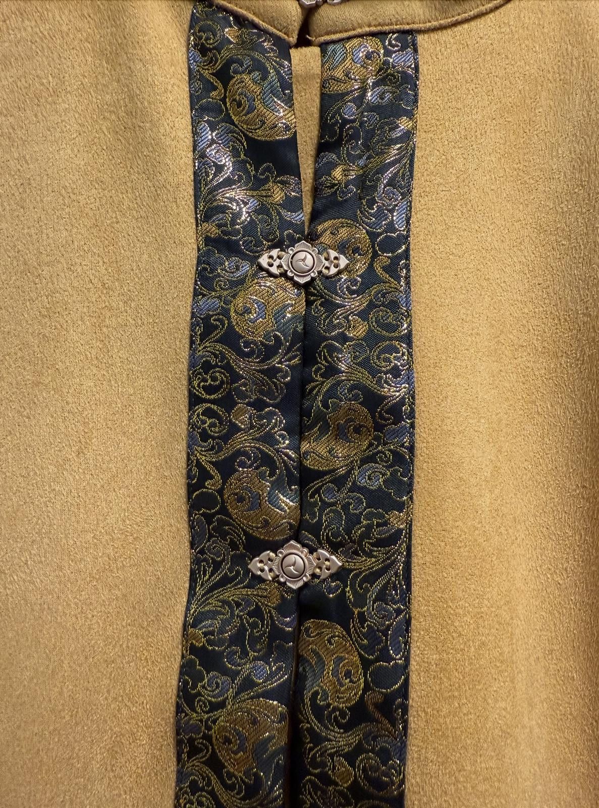 Designer Golden Mandarin-Collar Brocade Jacket – Chic & Cultural Size L / US 10 / IT 46 - 4 Thumbnail