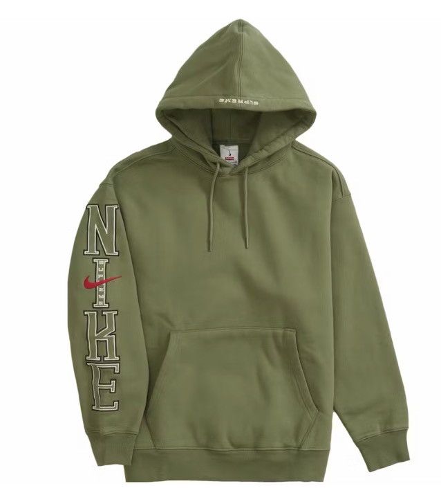 Nike × Supreme Olive Hooded Sweatshirt Size US S / EU 44-46 / 1 - 8 Thumbnail