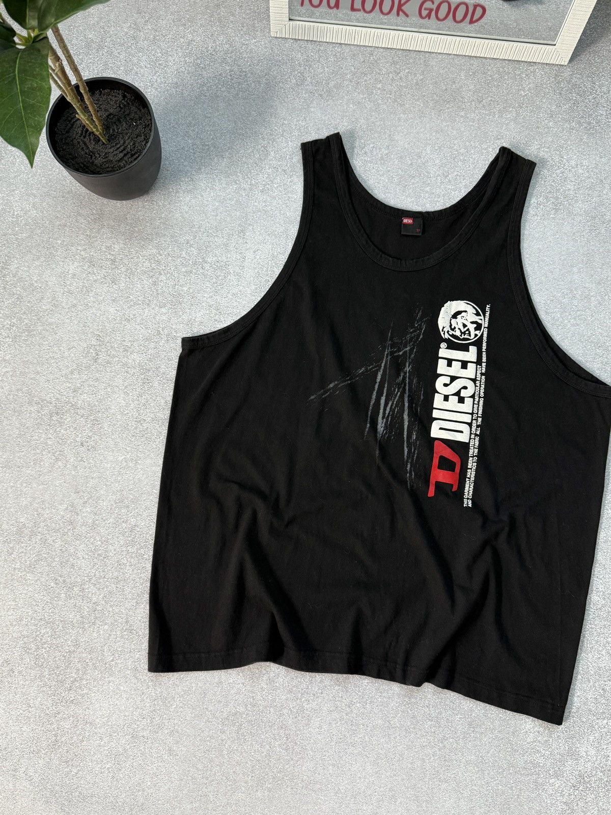Diesel Vintage Diesel Sleeveless T-Shirt Big Logo Black Y2K Japan Size US XXL / EU 58 / 5 - 2 Thumbnail