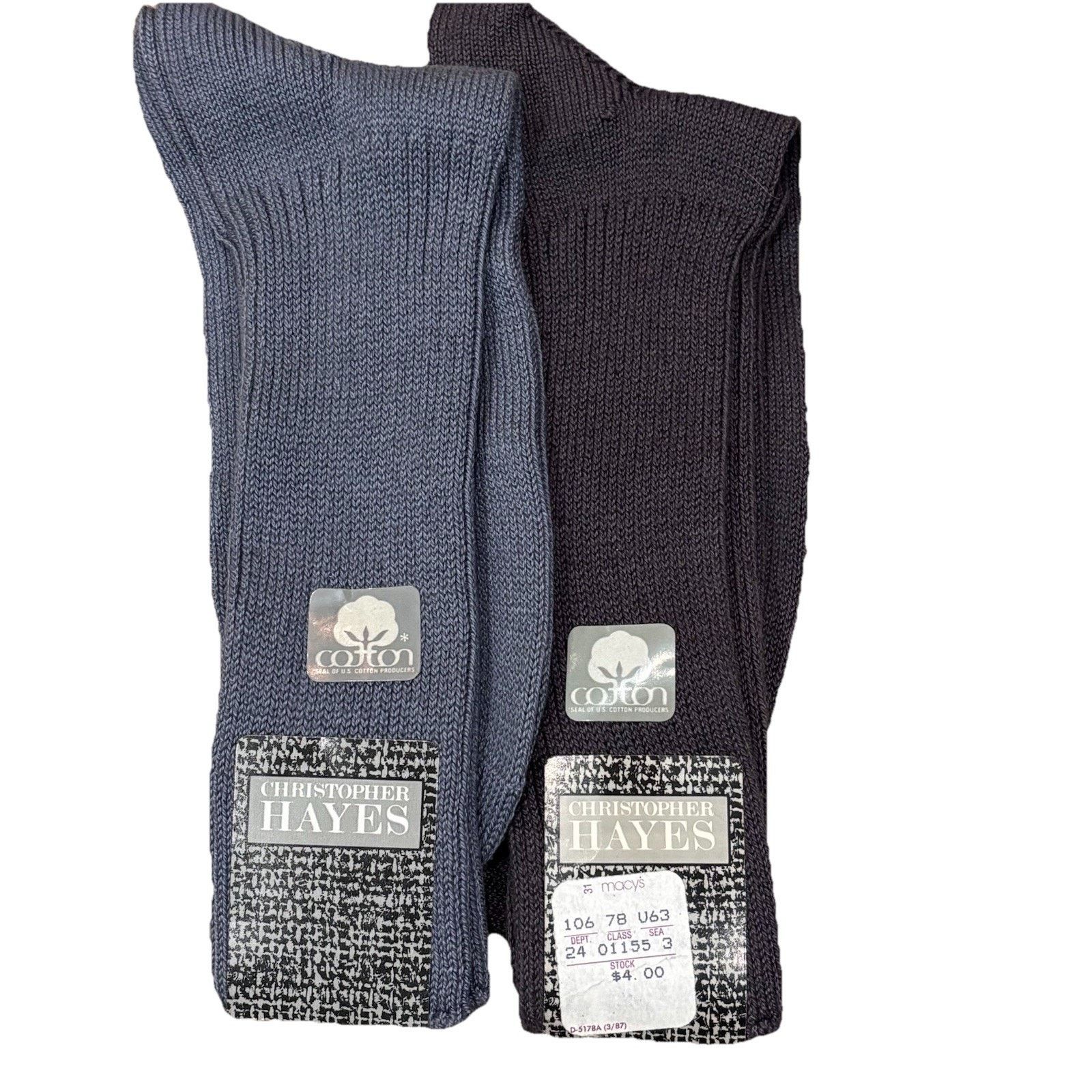 Other Vintage 80s Christopher Hayes Cotton Socks Dark/ Light Gray Size ONE SIZE - 1 Thumbnail