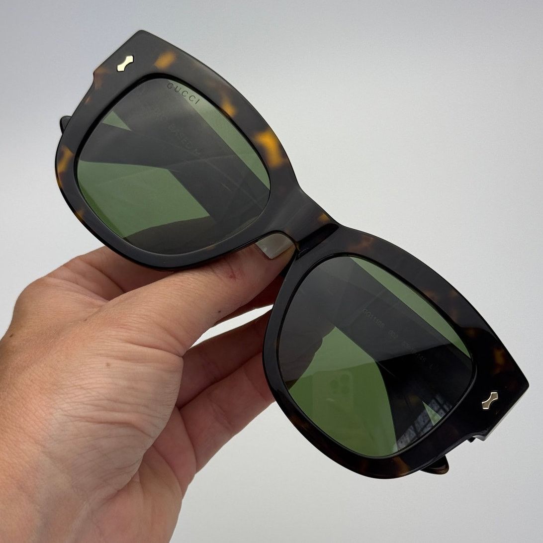 Gucci NEW Gucci Sunglasses GG1110S 002 Dark Havana / Green Unisex Size ONE SIZE - 9 Thumbnail