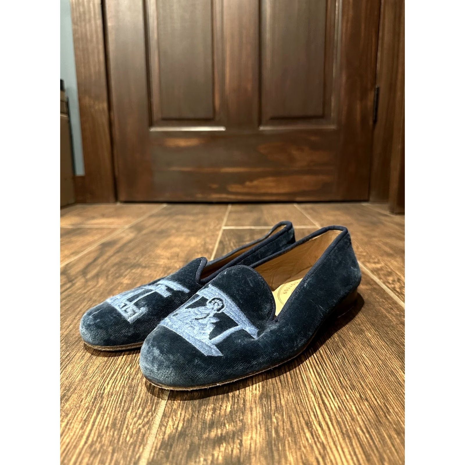 Velvet VINTAGE Stubbs Wootton Blue Velvet Loafers Flat Womens Sz 5 Size US 5 / IT 35 - 2 Thumbnail