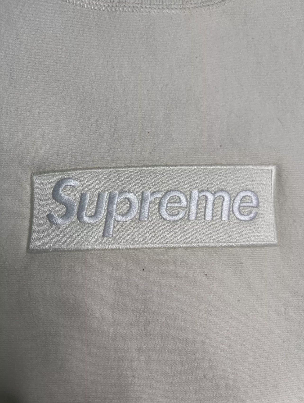 Supreme Supreme Box Logo Crewneck Natural Size Medium (FW18) Size US M / EU 48-50 / 2 - 4 Thumbnail
