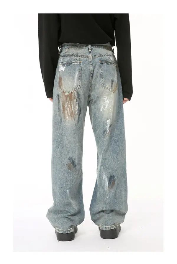 Jean Washed and distressed style dirty graffiti jeans Size US 32 / EU 48 - 6 Thumbnail