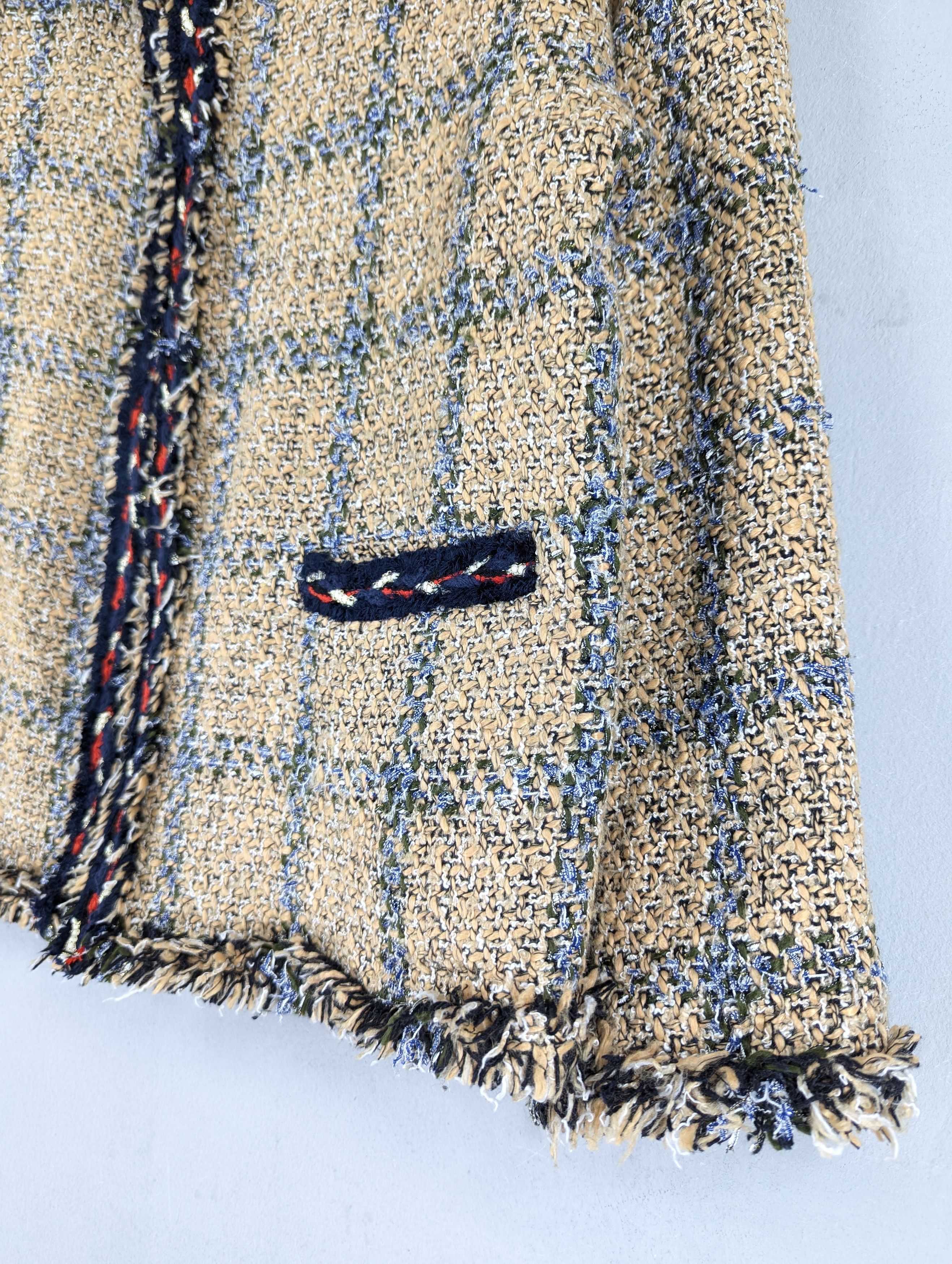 Designer Plastic Island Multicolor Tweed Cropped Jacket Size M / US 6-8 / IT 42-44 - 5 Thumbnail