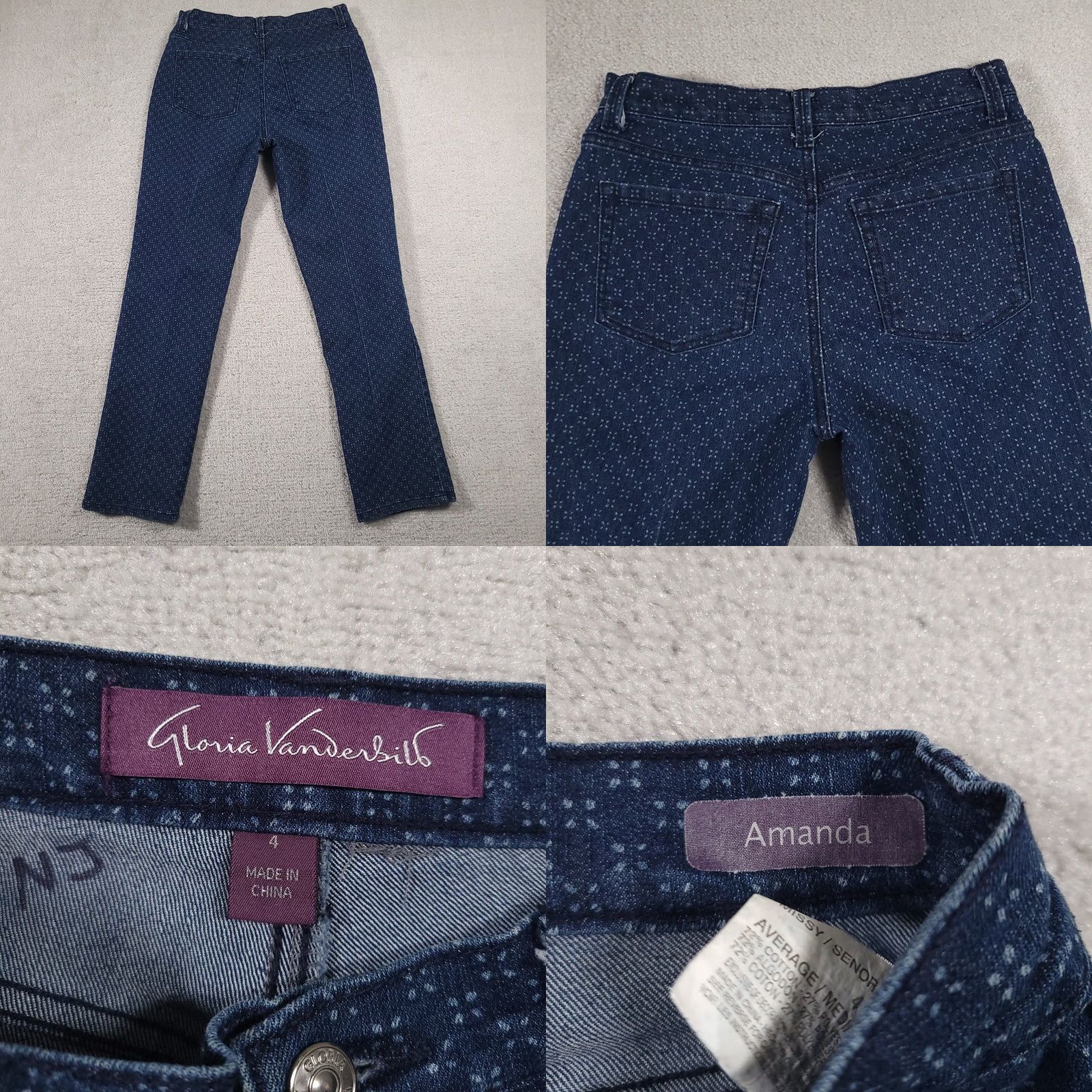 Gloria Vanderbilt Gloria Vanderbilt Jeans Womens 4 Blue Straight Leg Geometric All Over Print Boho Shirt Size 27" / US 4 / IT 40 - 9 Thumbnail