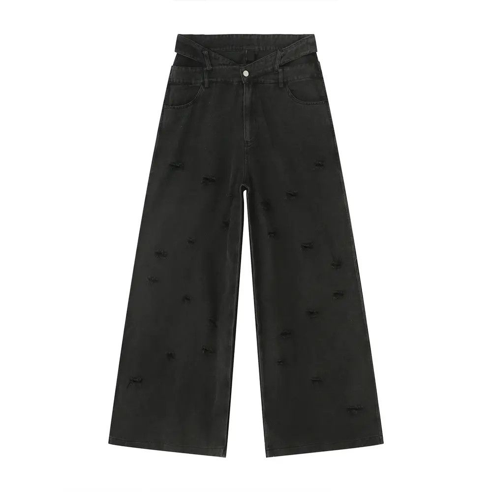 Japanese Brand × Jean Embroidery Patchwork Distressed Baggy Black Jeans Size US 30 / EU 46 - 4 Thumbnail
