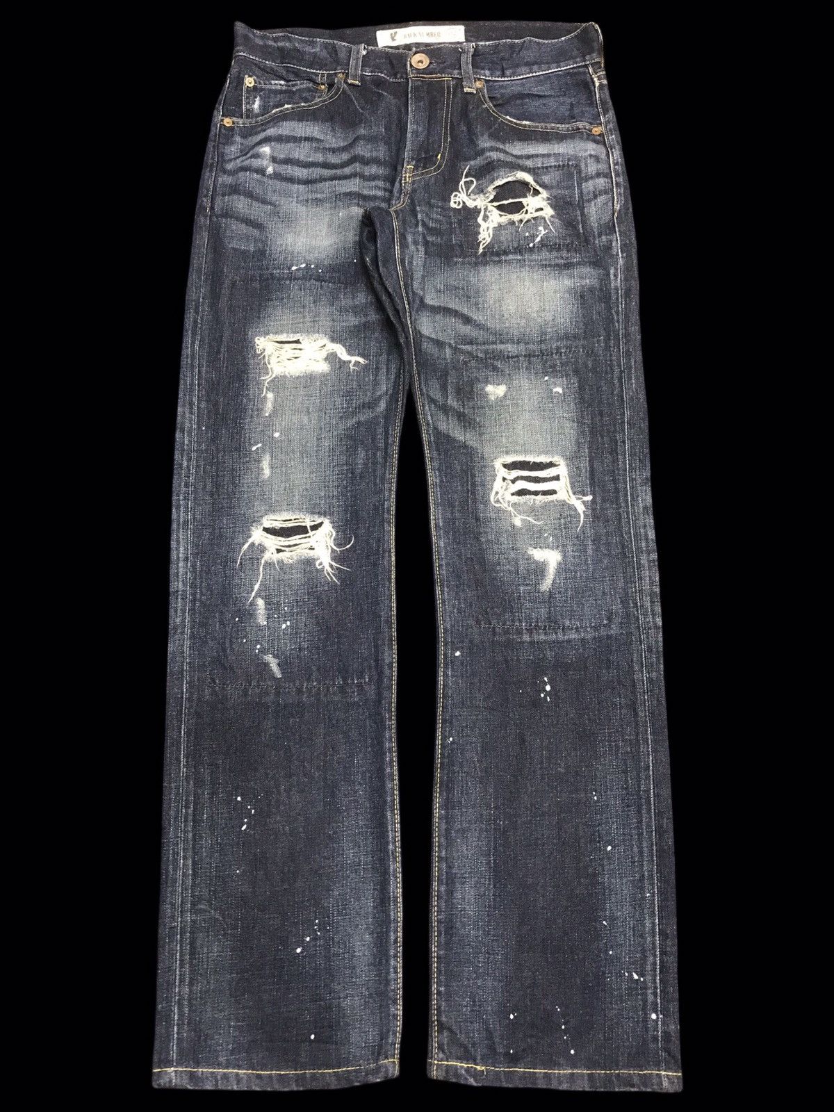💥DENIM ART💥BACK NUMBER JAPAN DISTRESSED PAINTER DENIM F140