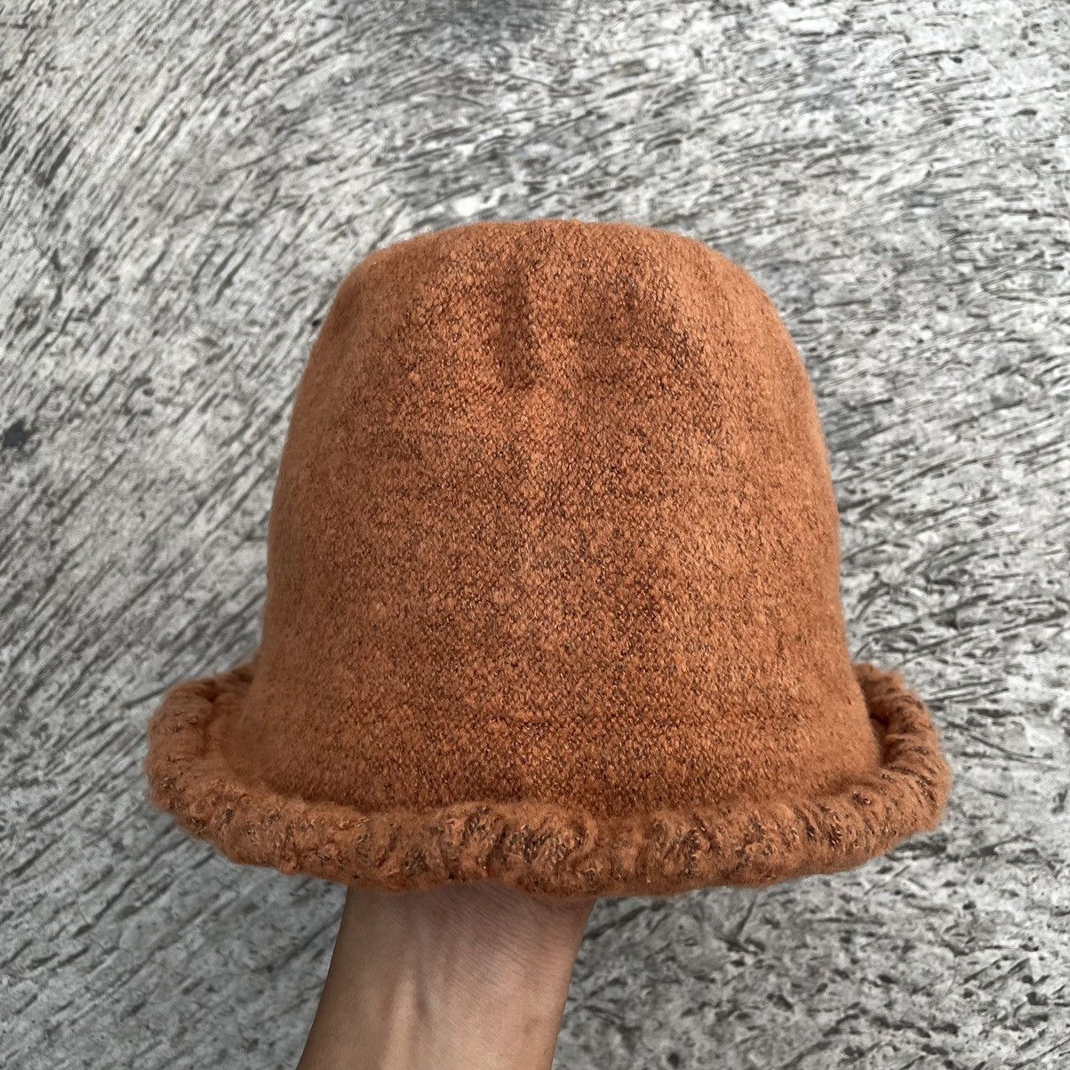 image of Avant Garde x Cashmere Wool Sick.. Unique Bucket Hat in Orange, Men's