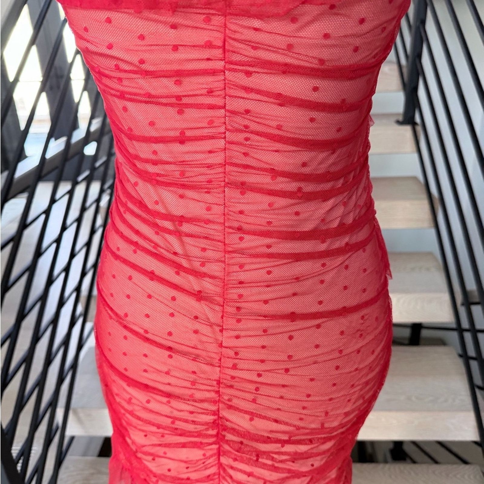 Other New Y2K Chic Mesh Polka Dot Red Dress size S Size S / US 4 / IT 40 - 8 Thumbnail