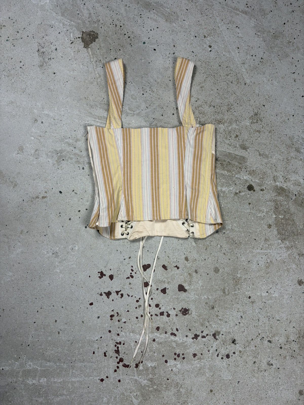 Dolce & Gabbana Vintage 2000s Dolce & Gabbana Lace Up Corset Top Striped Size XS / US 0-2 / IT 36-38 - 2 Thumbnail