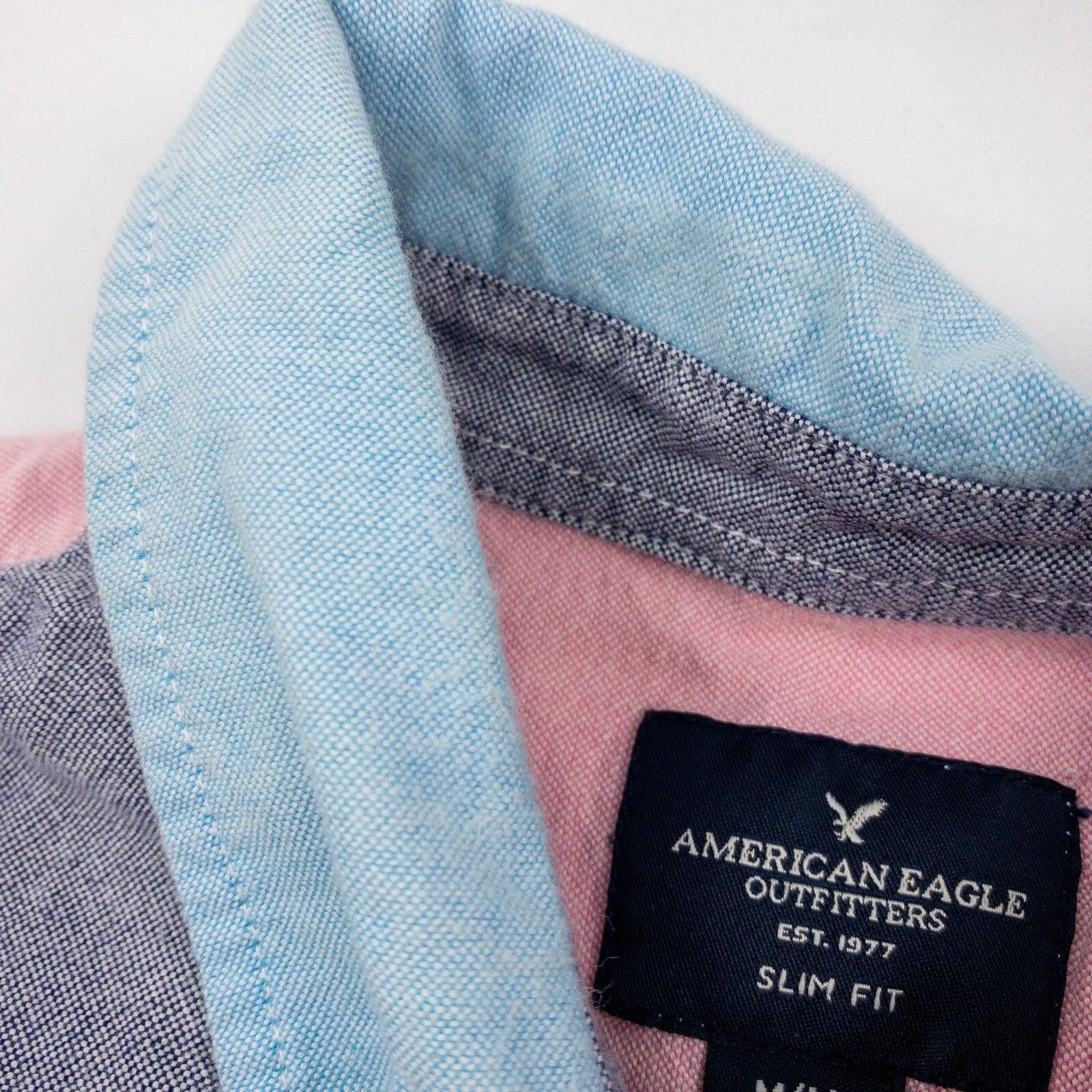 American Eagle Outfitters American Eagle Slim Colorblock Pink Blue Shirt Mens Medium Size US M / EU 48-50 / 2 - 5 Thumbnail