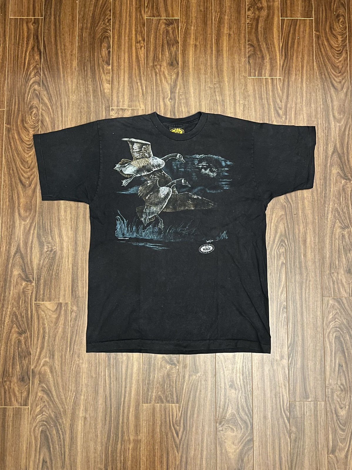 Woolrich Woolen Mills Vintage 90s Woolrich Canada Goose AOP Tee Size US XL / EU 56 / 4 - 1 Thumbnail