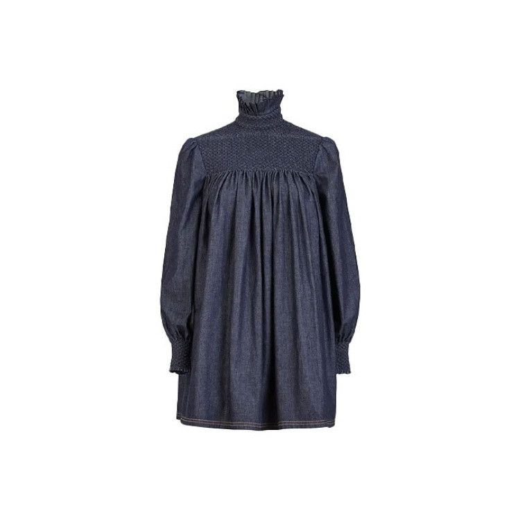 Fendi Fendi Denim Smocked Long Sleeve Mini Dress Size 40 Size S / US 4 / IT 40 - 1 Thumbnail
