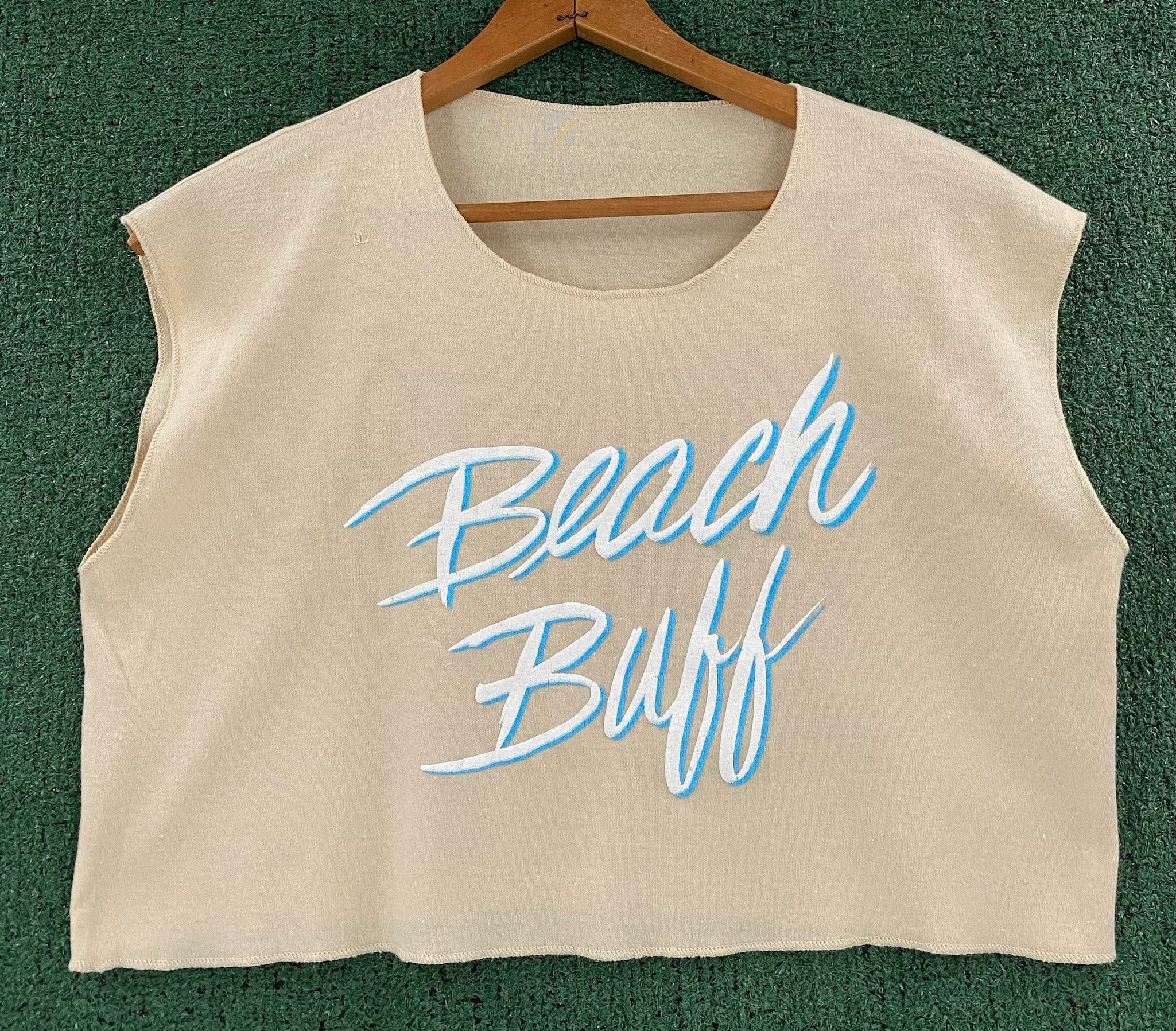 Vintage 80’s Beach Buff X-Short Sleeveless Crop Top T-Shirt Small Size S / US 4 / IT 40 - 1 Thumbnail