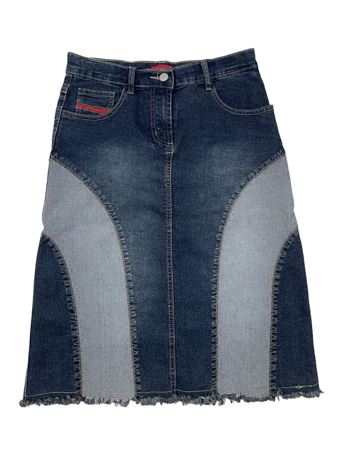 Japanese Brand × Vintage Vintage y2k Denim Midi Skirt Patchwork 90s Size 29" - 1 Thumbnail