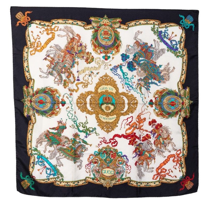 image of Gucci Le Roy Soleil Silk Scarf in Black, Women's