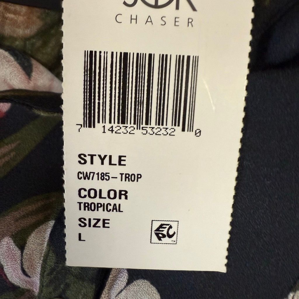Chaser Brand Women's Chaser L Black White Tropical Long Sleeve Blouse Size L / US 10 / IT 46 - 13 Thumbnail